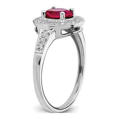 14K White Gold 1/6 ct tw Lab-Created Ruby & Diamond Halo Ring – view 7