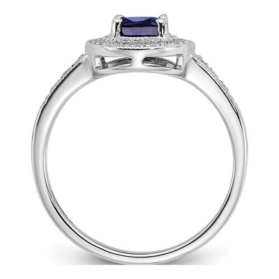 14K White Gold 1/6 ct tw Lab-Created Sapphire & Diamond Halo Ring – view 3
