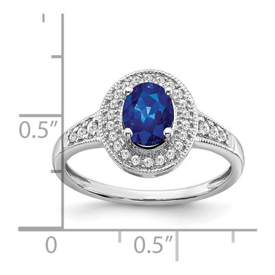 14K White Gold 1/6 ct tw Lab-Created Sapphire & Diamond Halo Ring – view 4