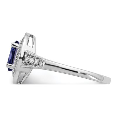 14K White Gold 1/6 ct tw Lab-Created Sapphire & Diamond Halo Ring – view 5