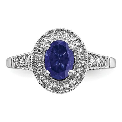 14K White Gold 1/6 ct tw Lab-Created Sapphire & Diamond Halo Ring – view 6