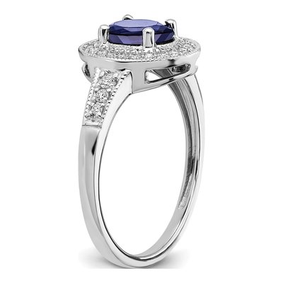 14K White Gold 1/6 ct tw Lab-Created Sapphire & Diamond Halo Ring – view 8