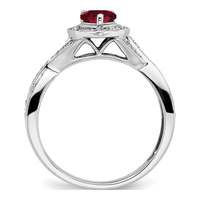 14K White Gold 1/4 ct tw Lab-Created Ruby & Diamond Pear Halo Ring – view 2