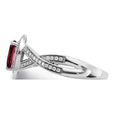 14K White Gold 1/4 ct tw Lab-Created Ruby & Diamond Pear Halo Ring – view 4