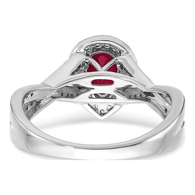 14K White Gold 1/4 ct tw Lab-Created Ruby & Diamond Pear Halo Ring – view 6