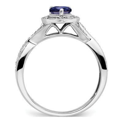 14K White Gold 1/4 ct tw Lab-Created Sapphire & Diamond Pear Halo Ring – view 2
