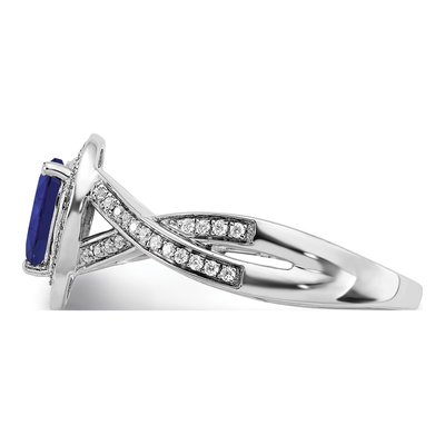 14K White Gold 1/4 ct tw Lab-Created Sapphire & Diamond Pear Halo Ring – view 4