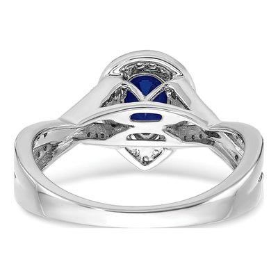 14K White Gold 1/4 ct tw Lab-Created Sapphire & Diamond Pear Halo Ring – view 6