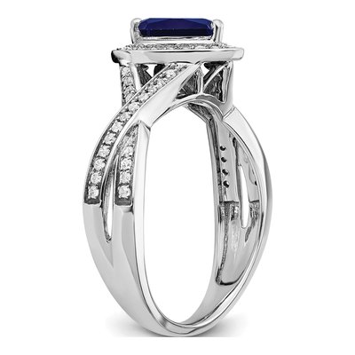 14K White Gold 1/4 ct tw Lab-Created Sapphire & Diamond Pear Halo Ring – view 7