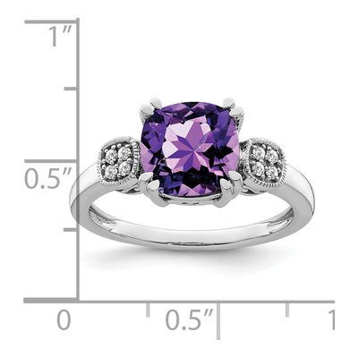 14K White Gold 1/20 ct tw Amethyst & Diamond Cushion Ring – view 4