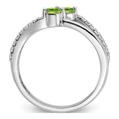 14K White Gold 1/6 ct tw Peridot & Diamond Two-Stone Ring – view 3
