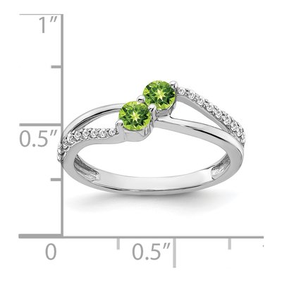 14K White Gold 1/6 ct tw Peridot & Diamond Two-Stone Ring – view 4