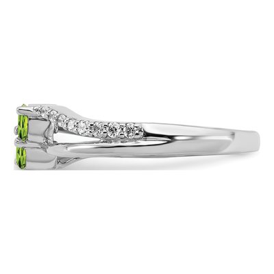14K White Gold 1/6 ct tw Peridot & Diamond Two-Stone Ring – view 5