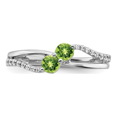 14K White Gold 1/6 ct tw Peridot & Diamond Two-Stone Ring – view 6
