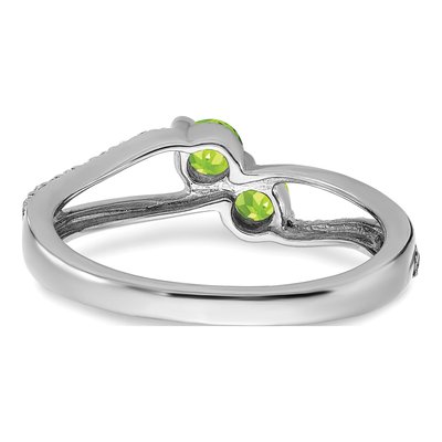 14K White Gold 1/6 ct tw Peridot & Diamond Two-Stone Ring – view 7