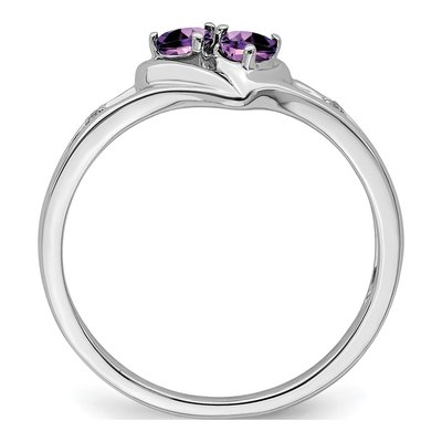 10K White Gold Amethyst & Diamond Heart Ring – view 3