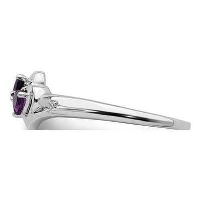 10K White Gold Amethyst & Diamond Heart Ring – view 4