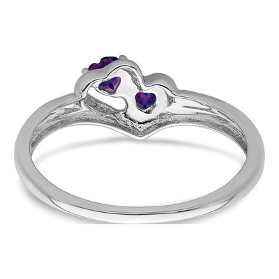 10K White Gold Amethyst & Diamond Heart Ring – view 6
