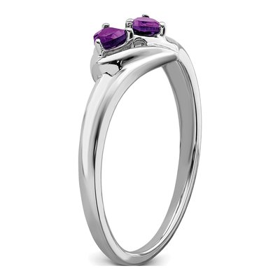10K White Gold Amethyst & Diamond Heart Ring – view 7
