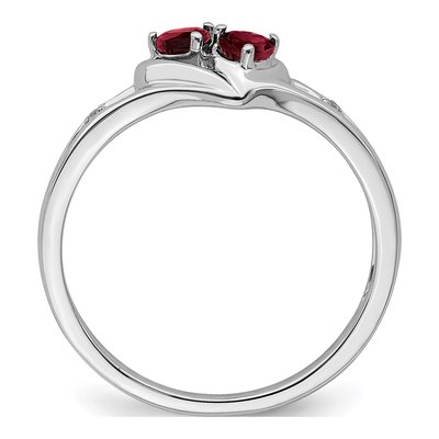 10K White Gold Lab-Created Ruby & Diamond Heart Ring – view 2