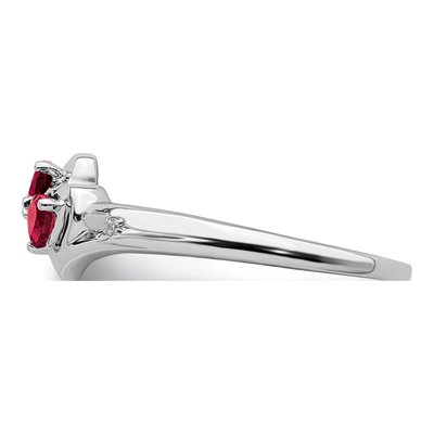 10K White Gold Lab-Created Ruby & Diamond Heart Ring – view 3