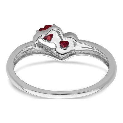10K White Gold Lab-Created Ruby & Diamond Heart Ring – view 5
