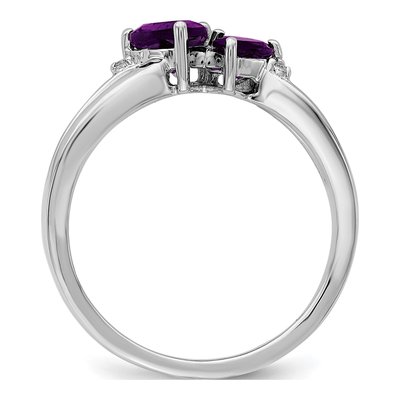 10K White Gold Amethyst & Diamond 2-Stone Heart Ring – view 3