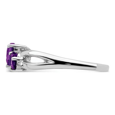 10K White Gold Amethyst & Diamond 2-Stone Heart Ring – view 4