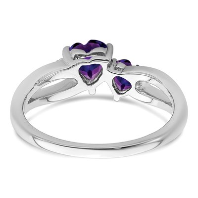 10K White Gold Amethyst & Diamond 2-Stone Heart Ring – view 6