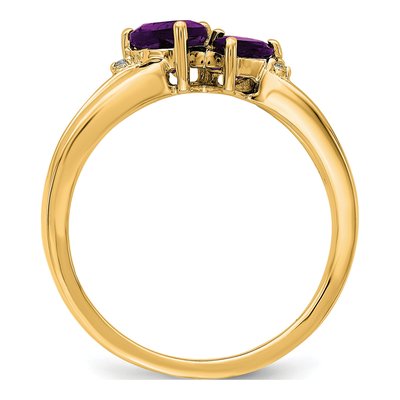 10K Yellow Gold Amethyst & Diamond Heart Ring – view 2