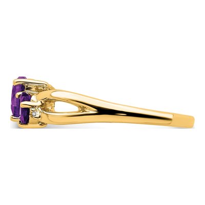 10K Yellow Gold Amethyst & Diamond Heart Ring – view 3