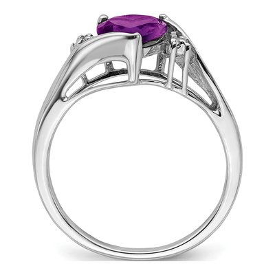 14K White Gold Amethyst & Diamond Heart Ring – view 3