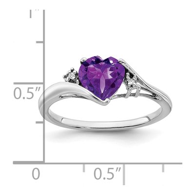 14K White Gold Amethyst & Diamond Heart Ring – view 4