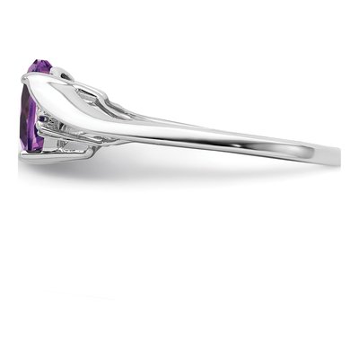 14K White Gold Amethyst & Diamond Heart Ring – view 5
