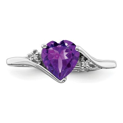 14K White Gold Amethyst & Diamond Heart Ring – view 6
