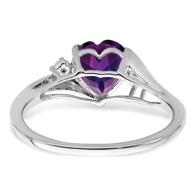 14K White Gold Amethyst & Diamond Heart Ring – view 7