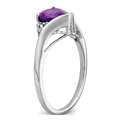14K White Gold Amethyst & Diamond Heart Ring – view 8
