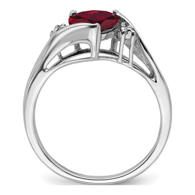 14K White Gold Lab-Created Ruby & Diamond Heart Ring – view 2