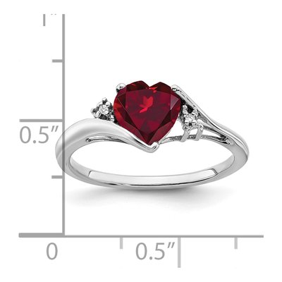 14K White Gold Lab-Created Ruby & Diamond Heart Ring – view 3
