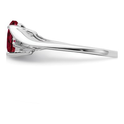 14K White Gold Lab-Created Ruby & Diamond Heart Ring – view 4