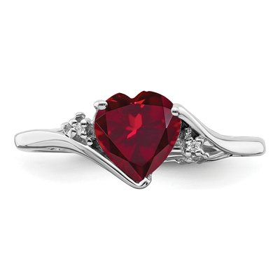 14K White Gold Lab-Created Ruby & Diamond Heart Ring – view 5
