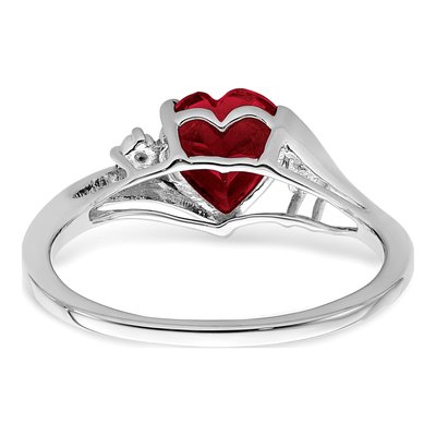 14K White Gold Lab-Created Ruby & Diamond Heart Ring – view 6