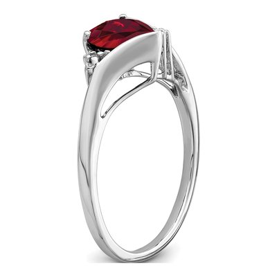 14K White Gold Lab-Created Ruby & Diamond Heart Ring – view 7