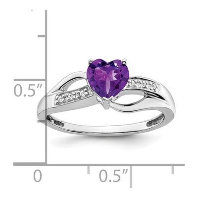 10K White Gold Amethyst & Diamond Heart Ring – view 3