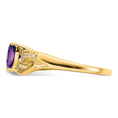 10K Yellow Gold Amethyst & Diamond Heart Ring – view 5
