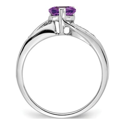 14K White Gold Amethyst & Diamond Heart Ring – view 3