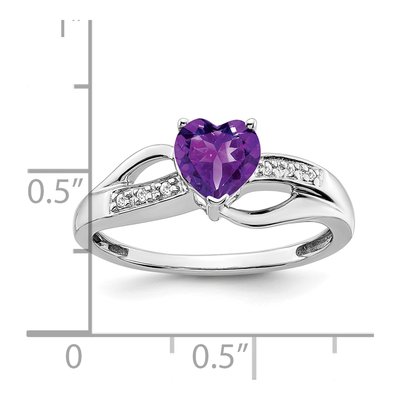 14K White Gold Amethyst & Diamond Heart Ring – view 4
