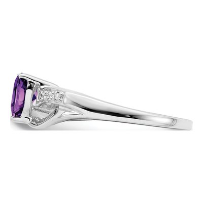 14K White Gold Amethyst & Diamond Heart Ring – view 5