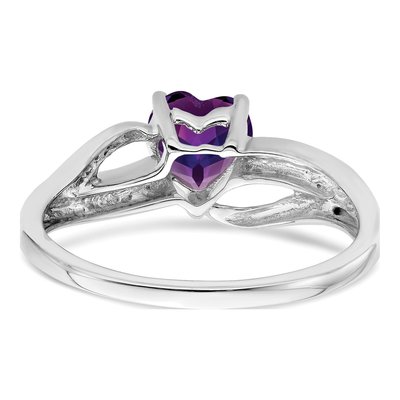 14K White Gold Amethyst & Diamond Heart Ring – view 7