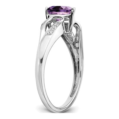 14K White Gold Amethyst & Diamond Heart Ring – view 8